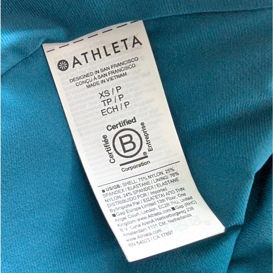 NWT Athleta Sun Shield One Piece Coastal Teal Rashguard Swimsuit, size XS