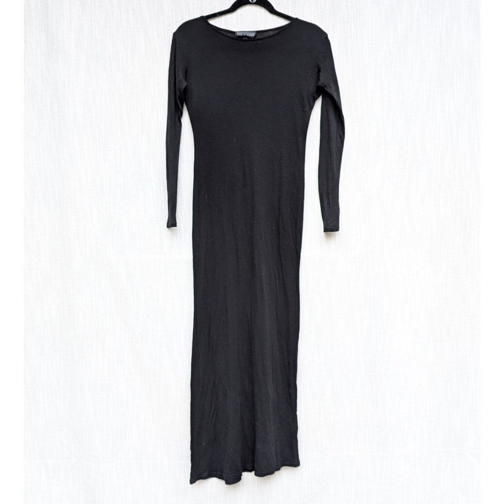 Land of Women Dress Womens S Black Casmere Blend Long Sleeve Midi Maxi