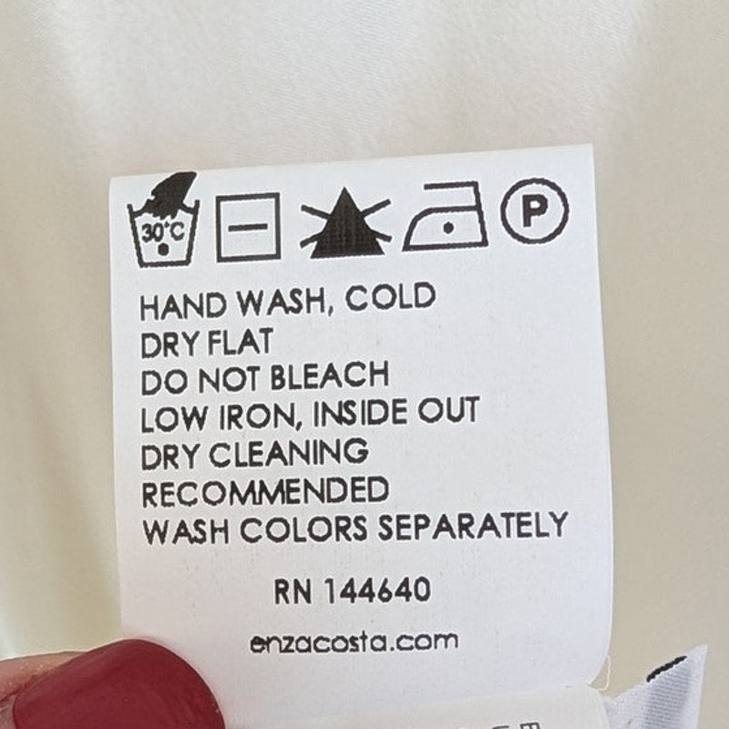 Enza Costa Off-White Satin Slip Maxi Dress Womens 2 Sleeveless Scoop Neck Split