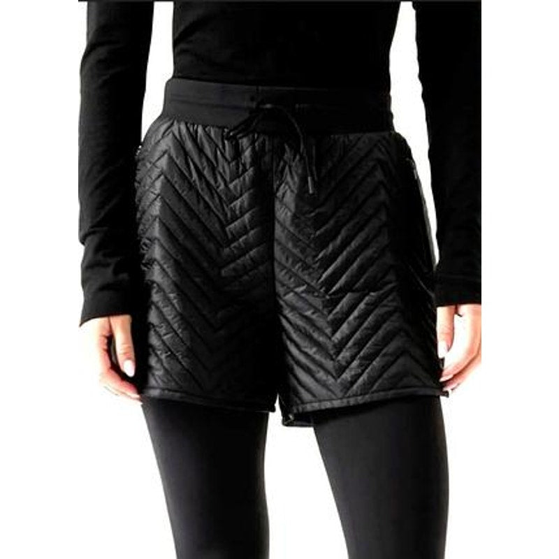 Athleta Apres Ski Shorts Womens 4 Black Quilted Nylon Wide Leg Relaxed Fit