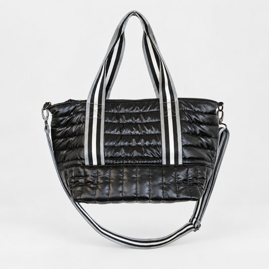 Think Royln Ace of the Court Quilted Puffer Tote Bag Pearl Black