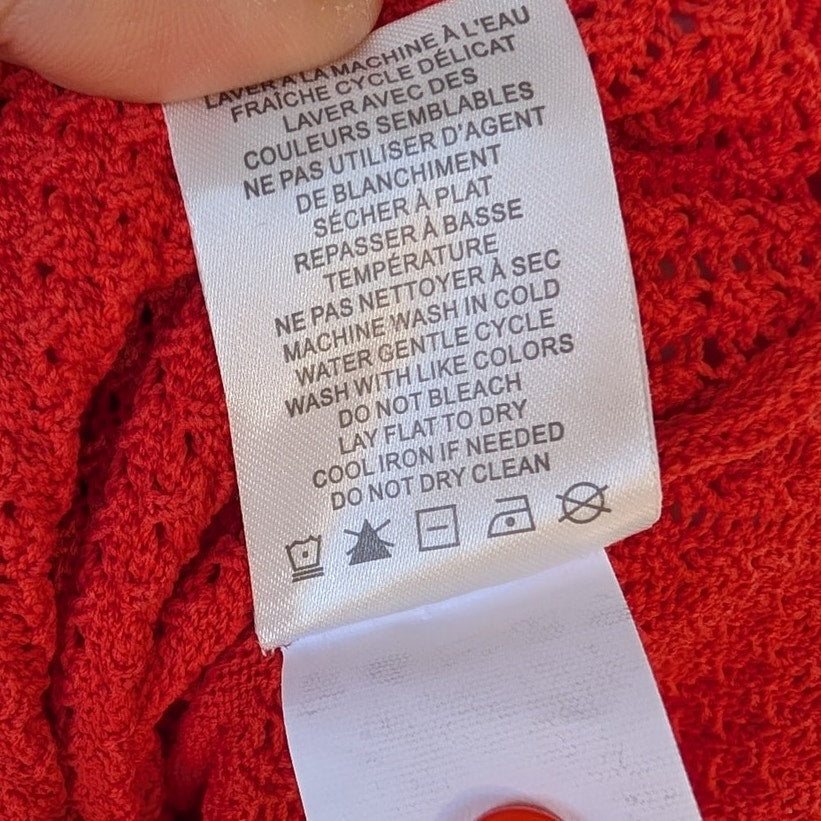 House Of Harlow Orange Red High Neck Crochet Sleeveless Maxi Midi Dress, size L