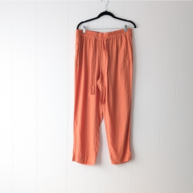 & Other Stories Orange Tapered Lightweight Trousers Pants, Size 12