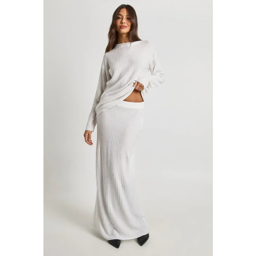 Boohoo Soft Rib Knit 2-P Set Womens M Crew Neck Jumper & Maxi Skirt Co-ord NWT