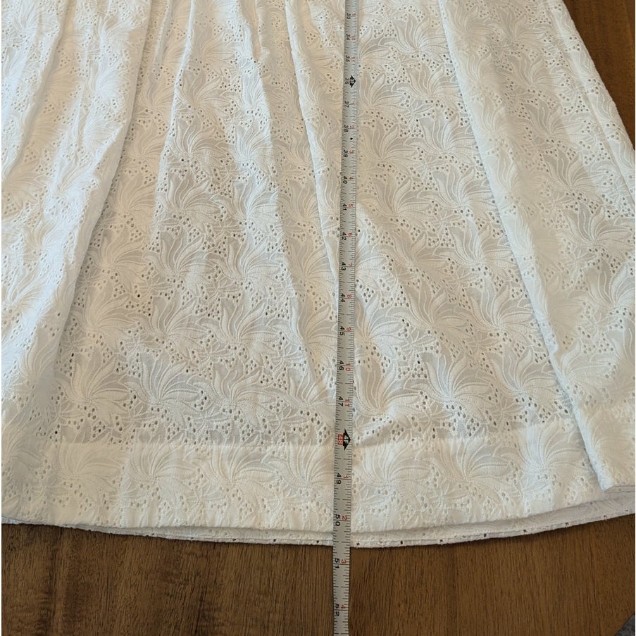Nicholas Celie Dress Womens 6 NWT White Cotton Featherington Eyelet Midi/Maxi