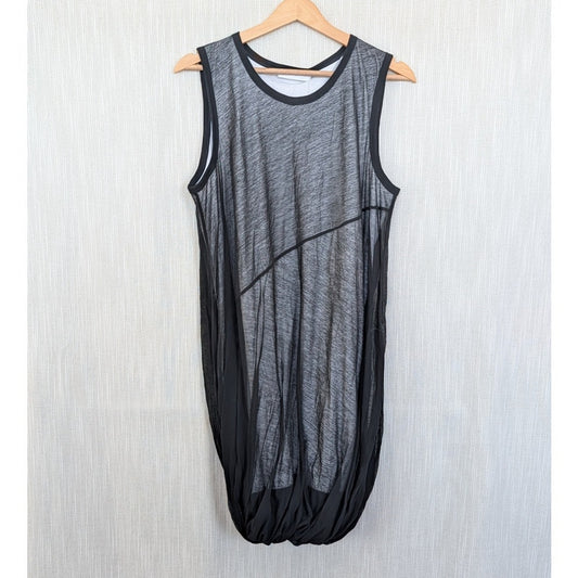 Helmut Lang Sheer-Overlay Jersey Bubble Dress Womens M Sleeveless Tank Style NWT