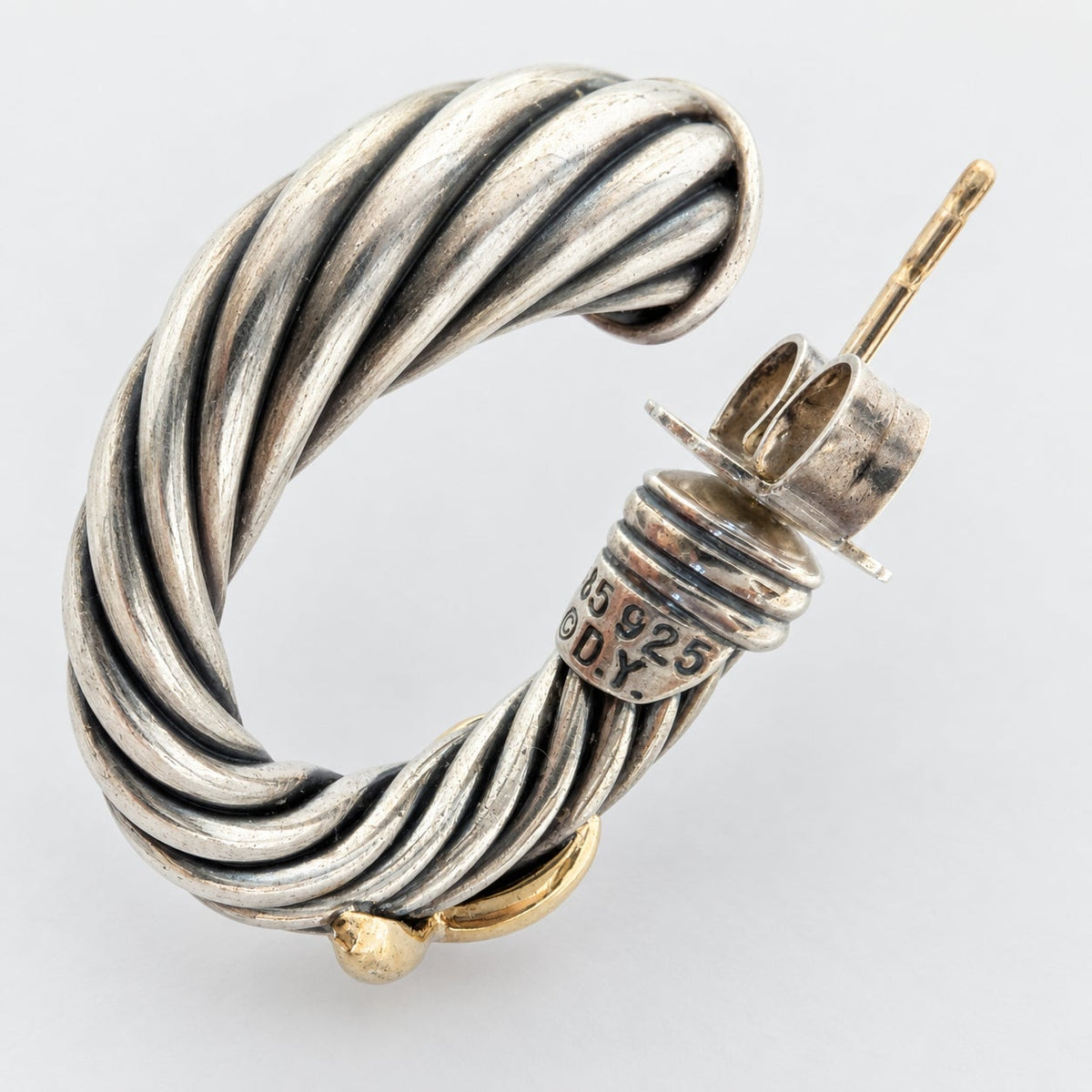 David Yurman Two-Tone X Crossover Hoop Earrings Silver/Gold