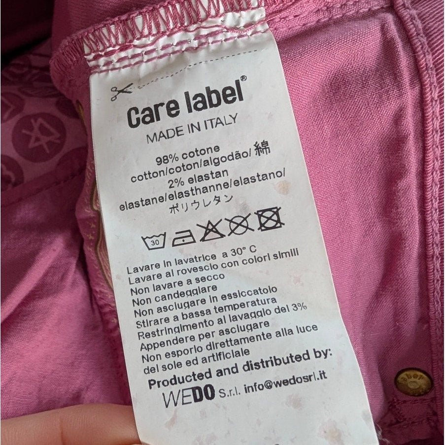 Care Label Cigar 137 Crossover Jean Womens 31 Fucsia Denim Straight Skinny NWT