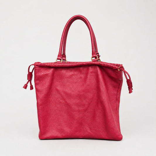 Etro Milano Red Leather Tote Bag Made in Italy Large Shopper Shoulder Bag