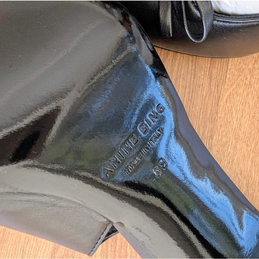 Anine Bing Leather Heels Freya Slingbacks Womens EU 39/US 9 Black Slip-On NWOT