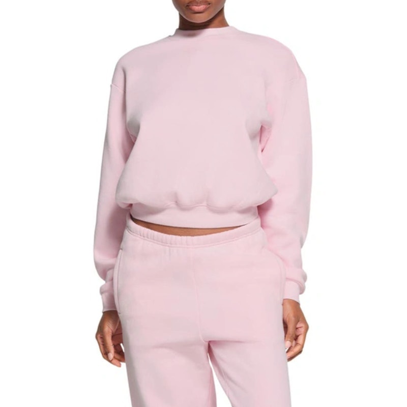 SKIMS Classic Crewneck Sweatshirt Womens XS Cotton Fleece Long Sleeve