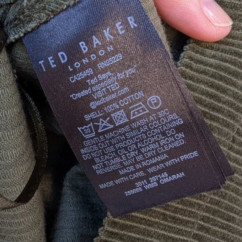 Ted Baker Omarah Cord Green High Waist A-line Mini Skirt, size 4/US10/L