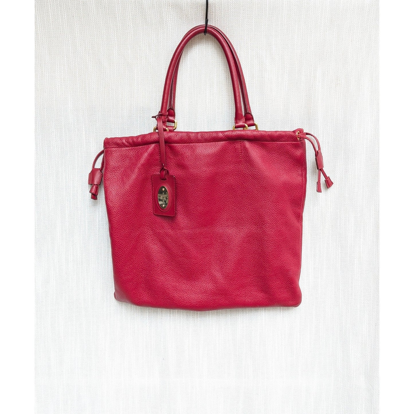 Etro Milano Red Leather Tote Bag Made in Italy Large Shopper Shoulder Bag