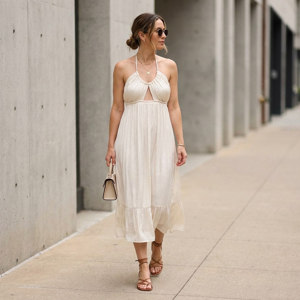 NWT J.Crew Collection BG522 Off-White Featherweight Satin Midi Dress, size 6
