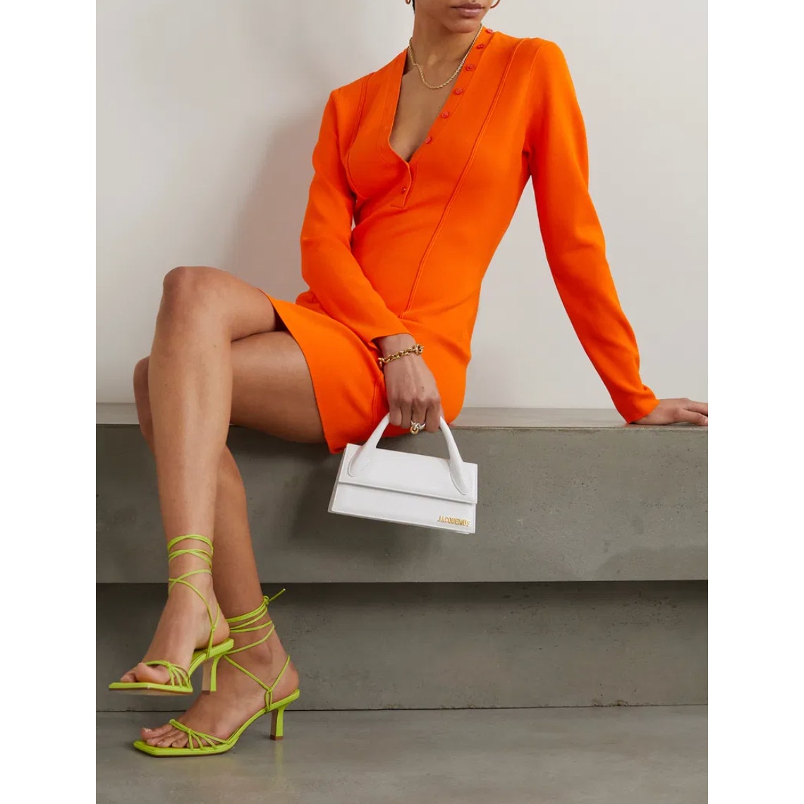 FRAME x Julia Sarr Jamois Orange Cut-Out Stretch-Woven Mini Dress, size XS