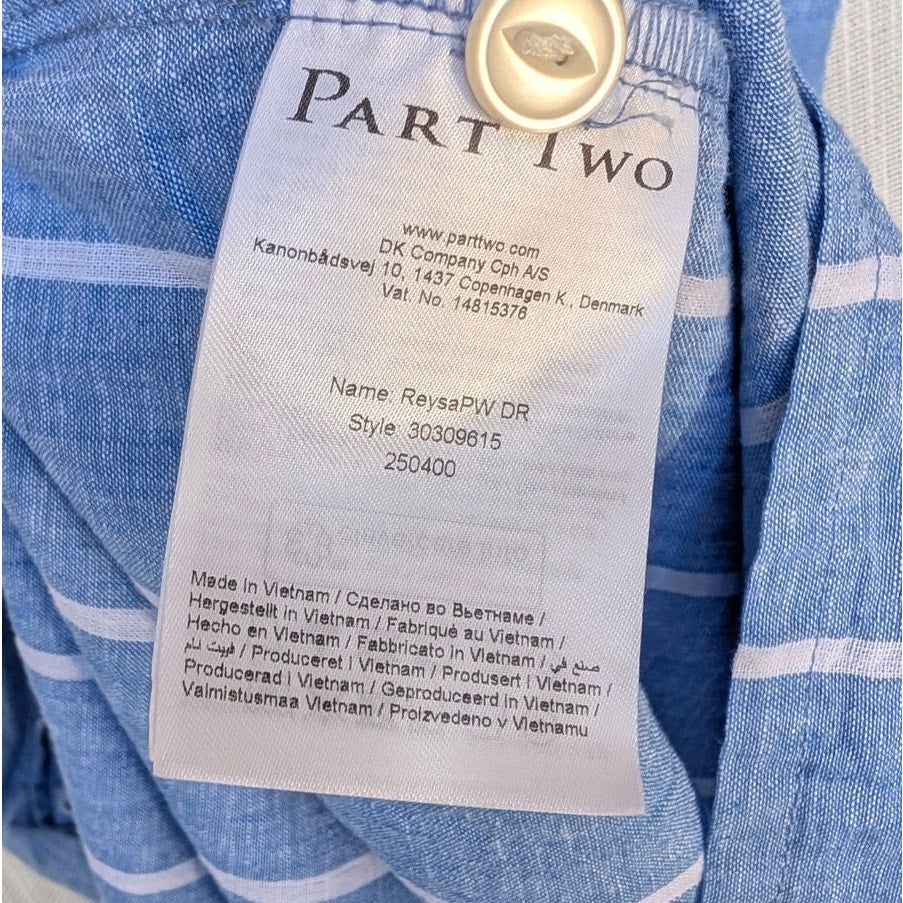 Part Two Reysa Dress Womens EU36/ S Marina Blue Linen Sleeveless Shirt Button