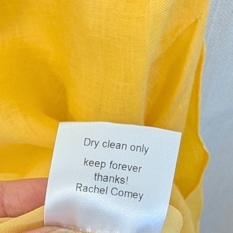 Rachel Comey Tipple Linen Midi Dress Womens 4 Yellow One Shoulder Asymmetric