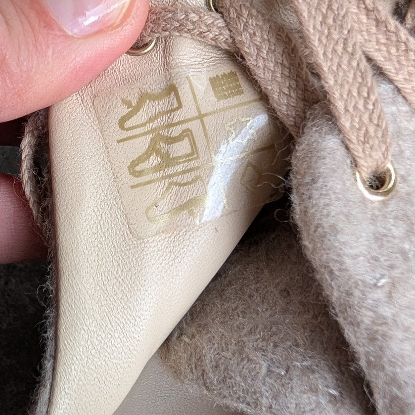 Max Mara Tunny Beige Textile/Leather Platform Sneakers, size EU37.5/US7.5