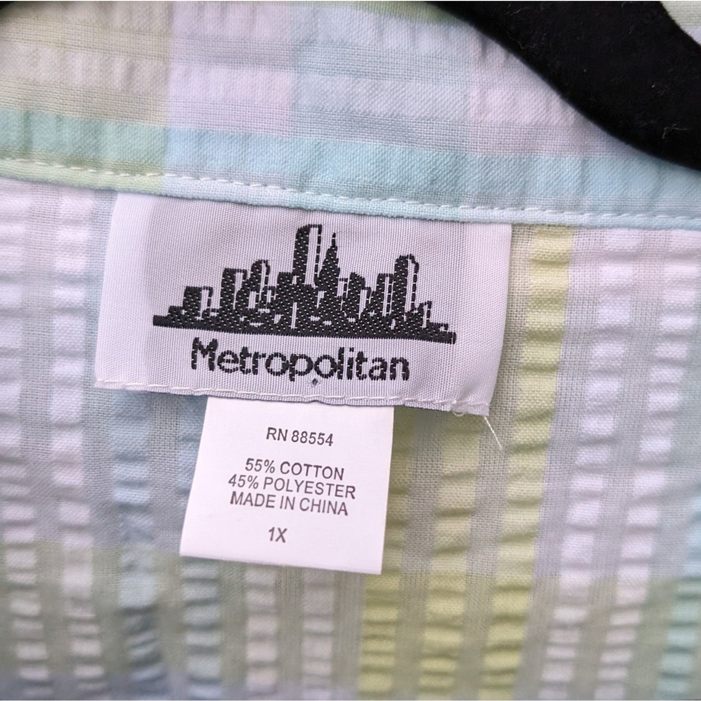 Metropolitan plaid blue/yellow long sleeve cotton blend midi shirt dress, size 1X