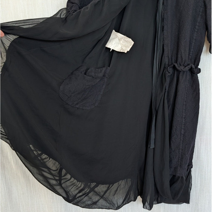 Comme des Garcons Archive Tricot 2008 Midi Dress S Black Wool Short Sleeve