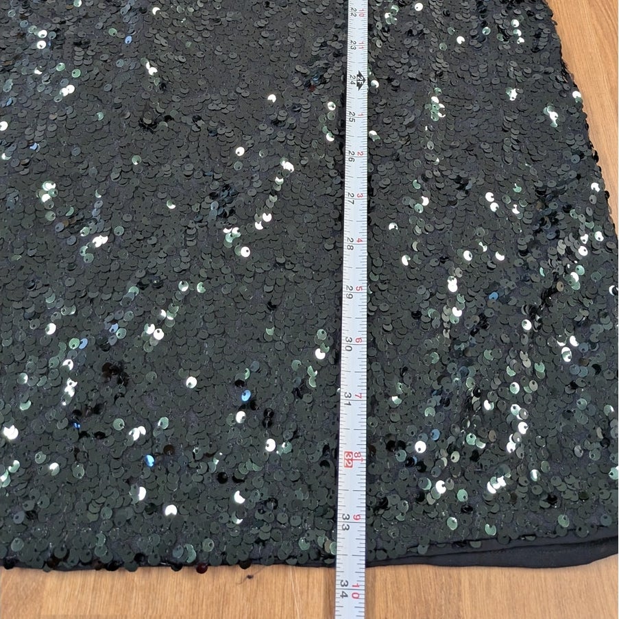 H&M Green Jersey Sequin Long Raglan Sleeve Short Dress M