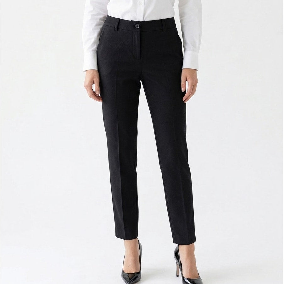 Moschino Boutique Trousers Womens 10 Black High-rise Tapered Chino Dress Pants