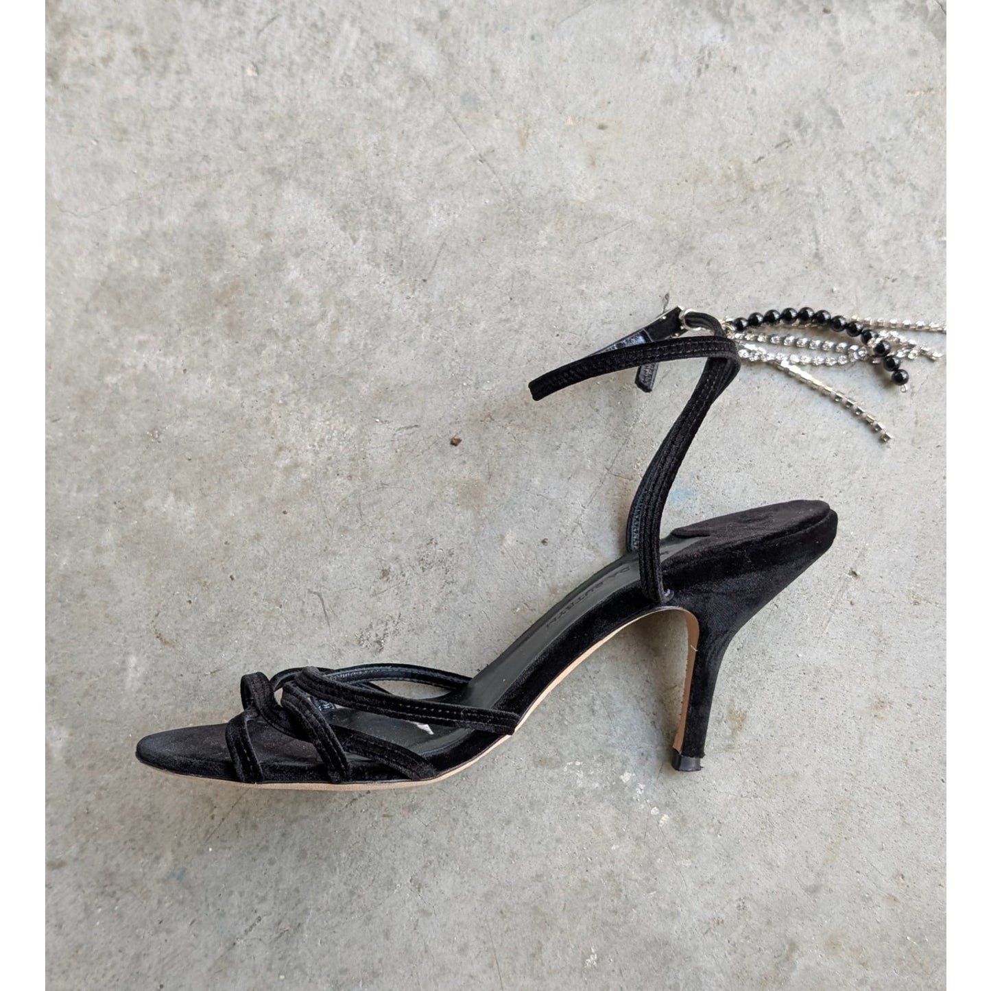 Magda Butrym PF22 Black Retro Satin Strass Heel Italy Shoes, size 40/US 10