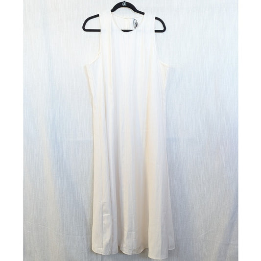 Mango Pepa Ivory Sleeveless Flared A-Line Maxi Midi Dress NWT Size 1XL