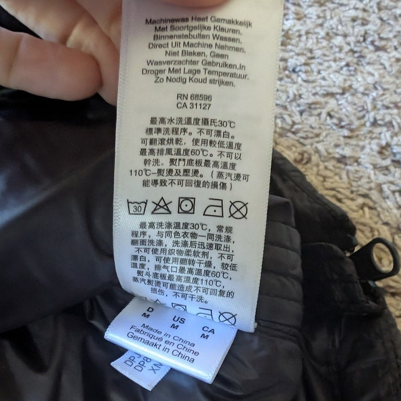 DKNY Sport Premium Down Black Half-Zip Down Puffer Hood Vest, size M