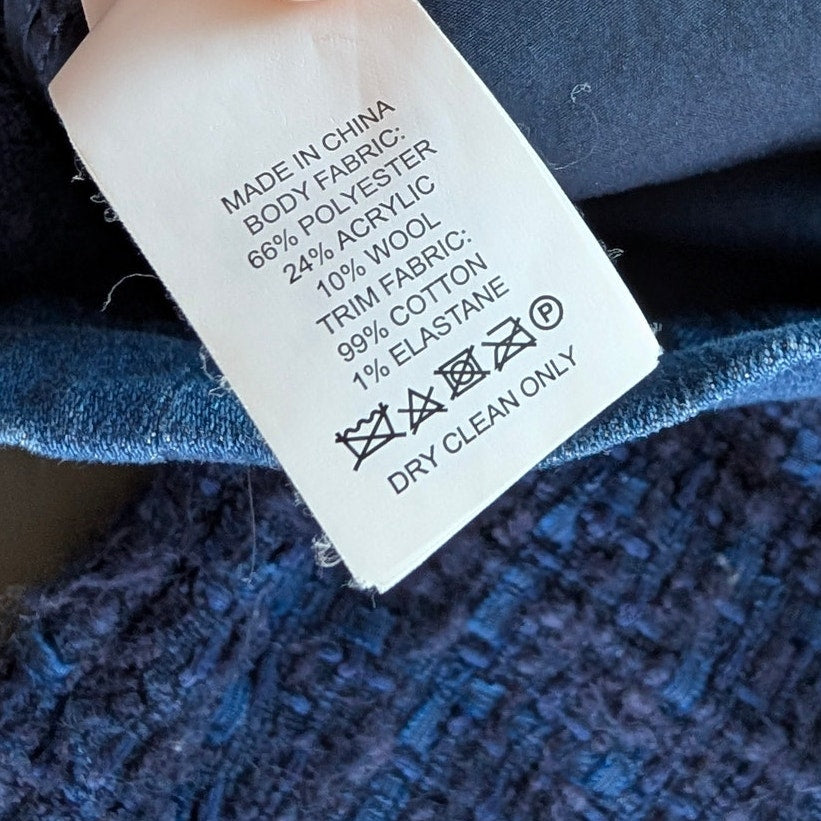 Kate Spade Broome Street Blazer Jacket Womens S Wool Blend Denim Tweed Button