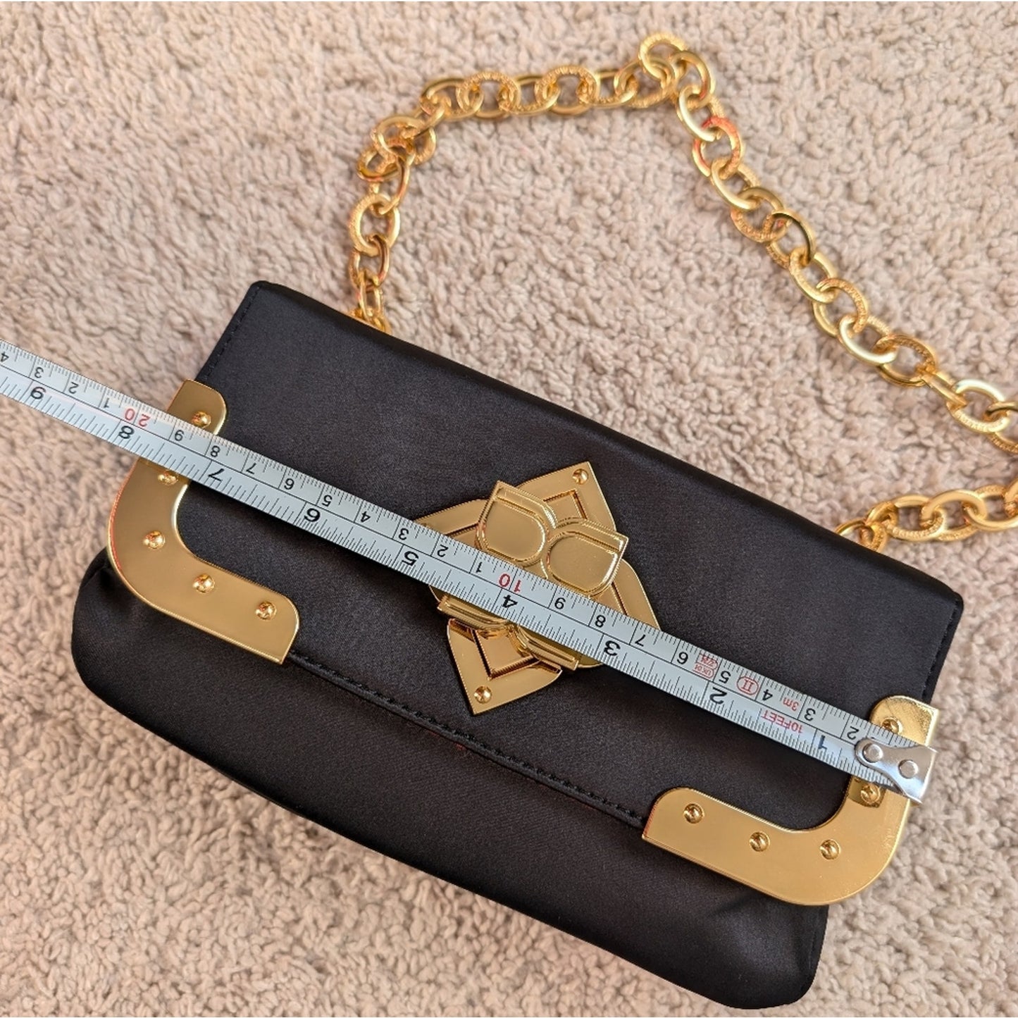 BCBGMaxAzria Black Nylon/Satin Clutch Bag With Gold Hardware