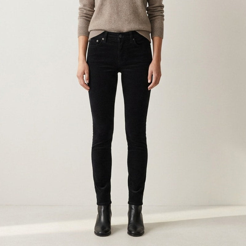 Rag & Bone Black Corduroy Mid-rise Skinny Pants Jeans, size 27