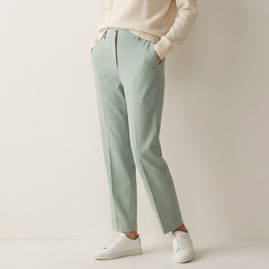 Vince Light Green Wool Blend Tailored Trouser Pants, size 6