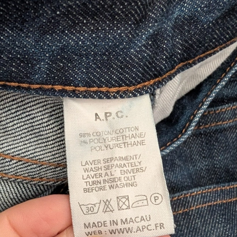 A.P.C. APC Jean Taille Haute Denim Mid-rise Straight Leg Jeans, size 40/L