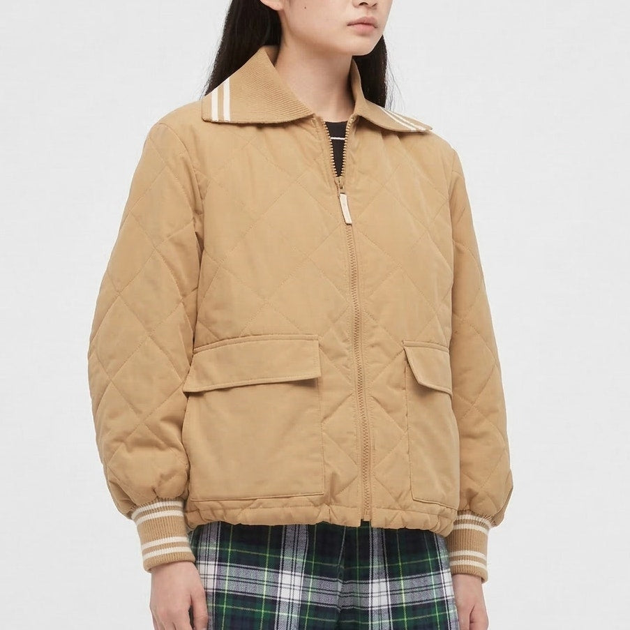 JW Anderson X Uniqlo Padded Quilted Blouson Jacket Womens L Beige Full Zip