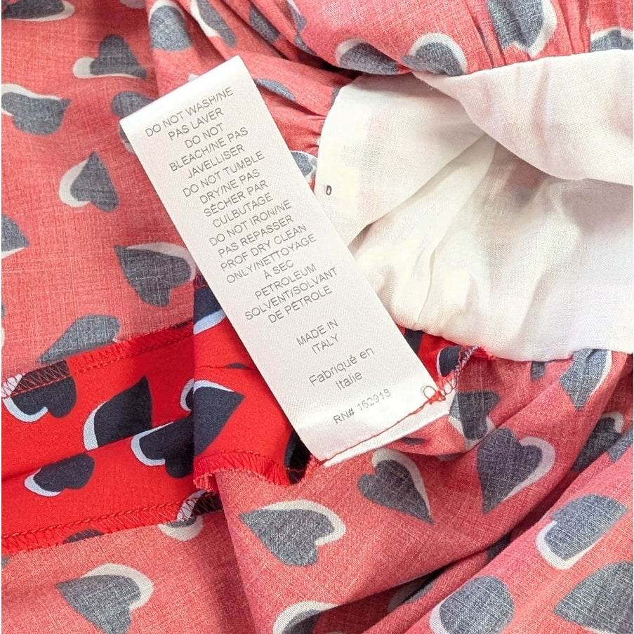 Carolina Herrera Poppy Heart Print Midi Skirt Womens 10 Red High-rise A-line