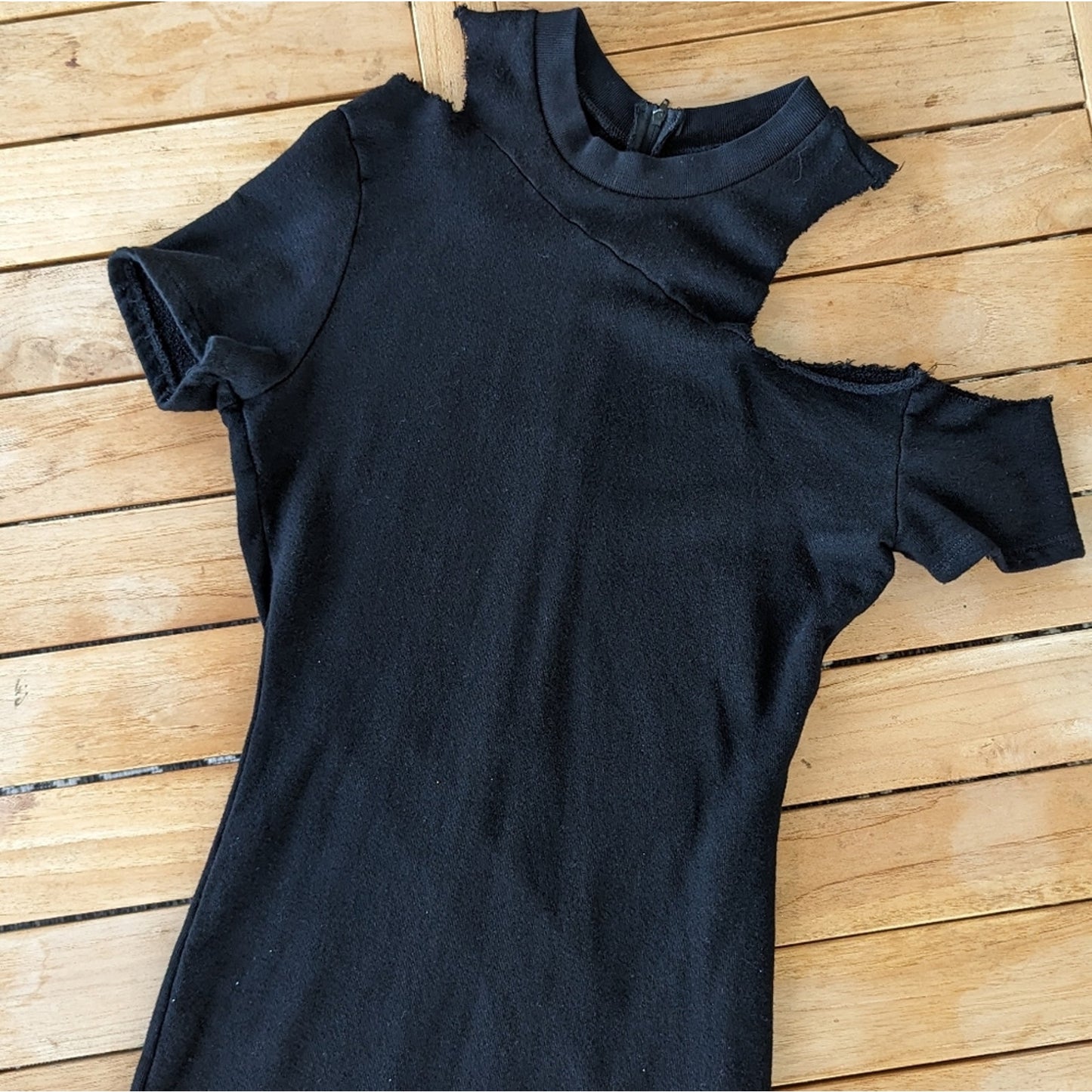 N:PHILANTHROPY x Revolve Brea Black Asymmetric Cotton Terry Mini Dress, size XS