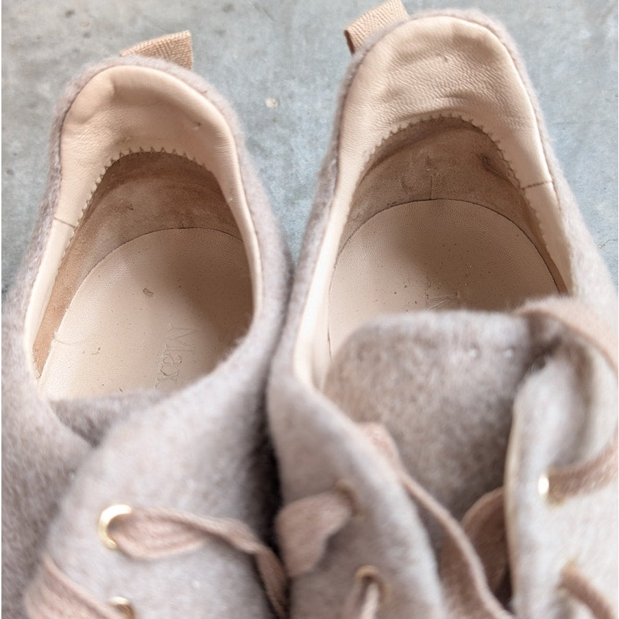 Max Mara Tunny Beige Textile/Leather Platform Sneakers, size EU37.5/US7.5