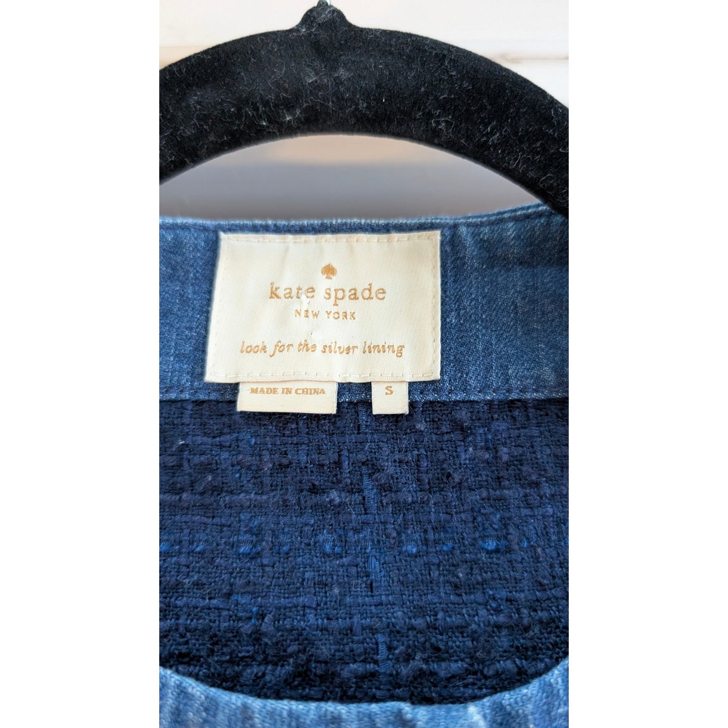 Kate Spade Broome Street Blazer Jacket Womens S Wool Blend Denim Tweed Button