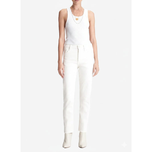 Mother The Tomcat Ankle Jeans Womens 26 Cream Puffs White Denim Straight Leg