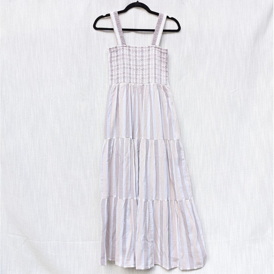 SEAFOLLY Isla Palm Tiered Organic Cotton Cover-up Midi Dress In Brown, size XS