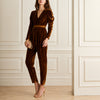Ulla Johnson Sabine Chic Gold/Yellow Gathered Velvet One Piece Jumpsuit, size 8