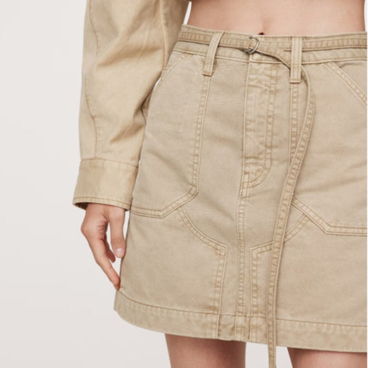 Banana Republic Canvas Mini Skirt Womens 4 Sand Stone Denim High-rise Straight