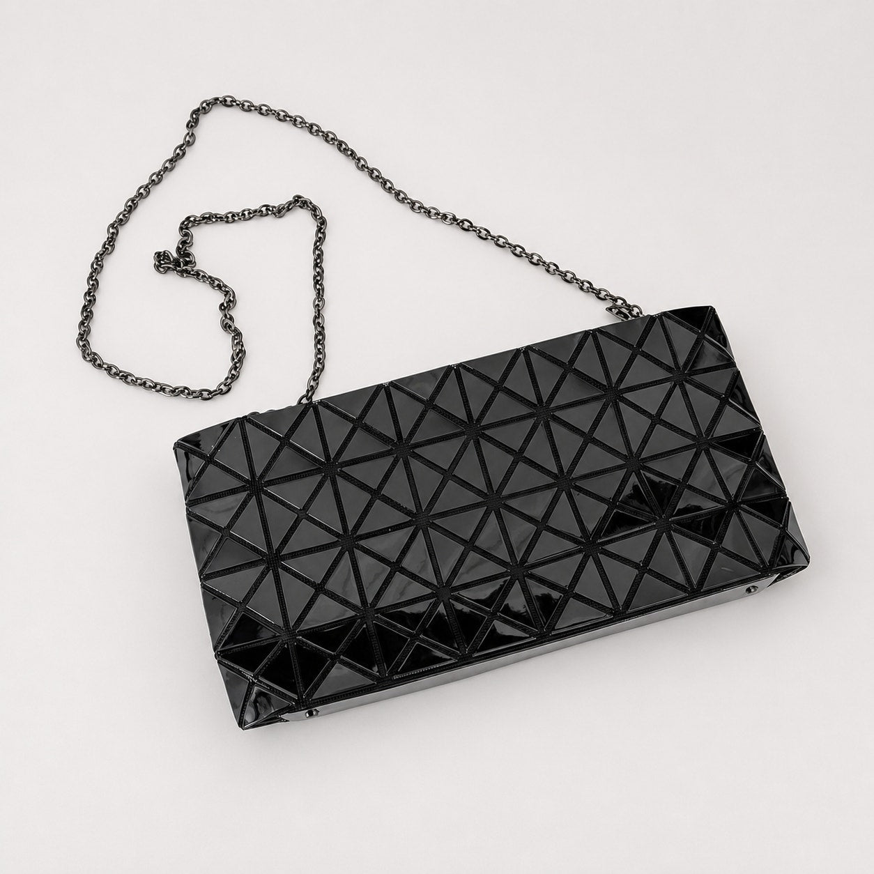 Bao Bao Issey Miyake Prism Chain Clutch Black PVC Shoulder Bag