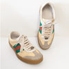 Gucci G74 Web Low Sneakers 6.5M/8.5W/EU40 Oatmeal Striped Suede Logo Lace Up