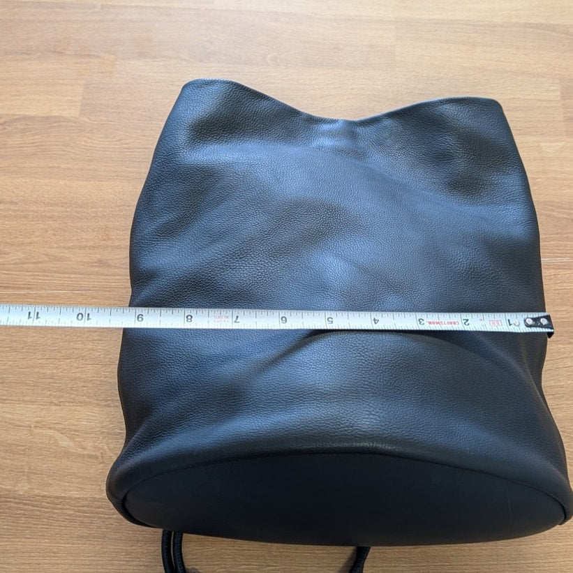 The Row Joe Black Leather Backpack Bucket Bag Shoulder Straps Made in Italy