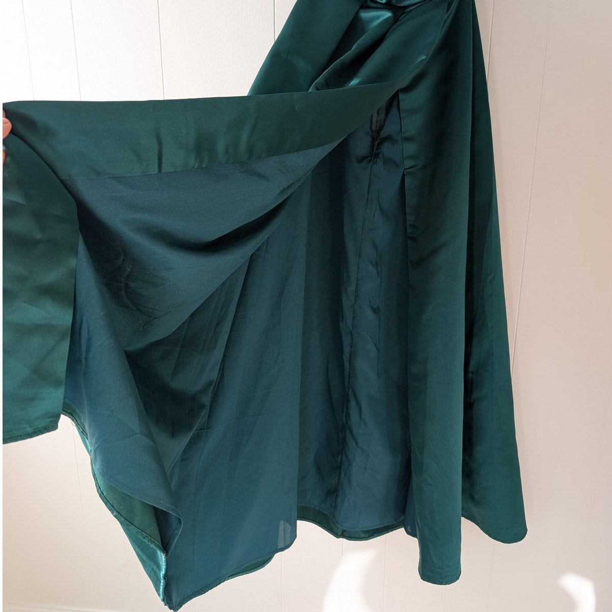 Showpo Queen Of The Show Strapless Maxi Fitted Dress in Emerald Satin, size 0