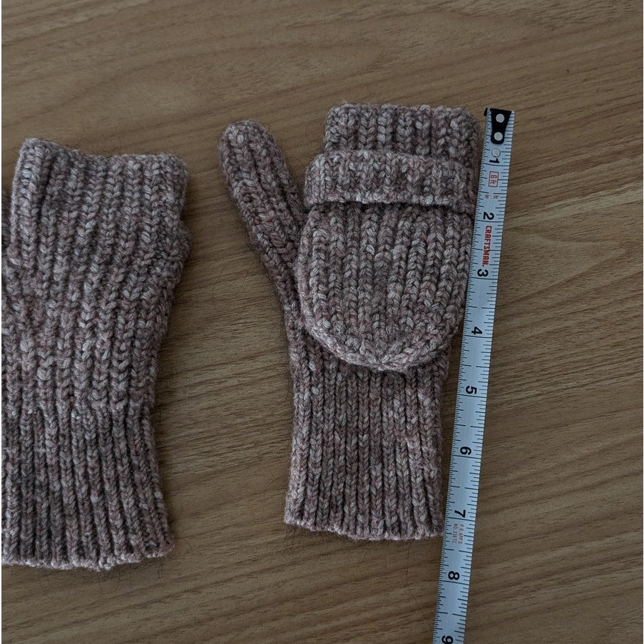 COS Cotton Chunky Knit Mittens Gloves Pink/Beige/Tan, size XS-S
