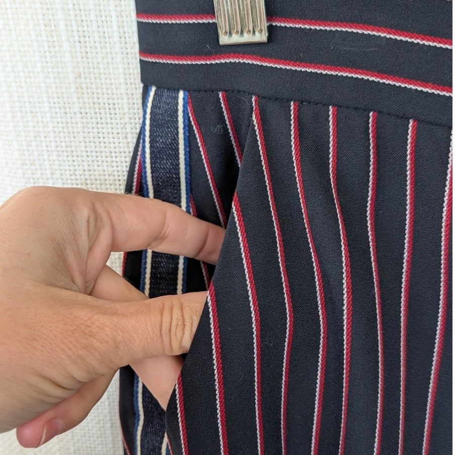 See by Chloe Navy Striped Cotton Tapered Ankle Pants Size 44 US 12