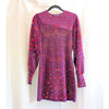 Hayley Menzies Purple Printed Long Sleeve Knit Mini Sweater Dress, size M